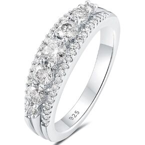 Newshe Jewellery Moissanite Wedding Bands for Women Eternity Ring 925 Sterling Silver Engagement Anniversary Stacking Size 5-10
