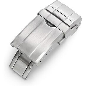 MiLTAT 16mm Watch Bands Replacement Clasp Double Locks Brushed 316L Stainless Steel