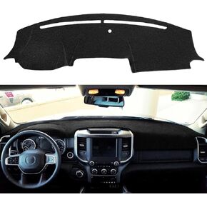 Dash Cover Dashboard Mat Pad Carpet Custom Fit for 2019 2020 2021 2022 2023 2024 Dodge Ram 1500 2500 3500 4000 4500 Pickup Truck with Light Sensor w/o HUD(19-24 Black) J183