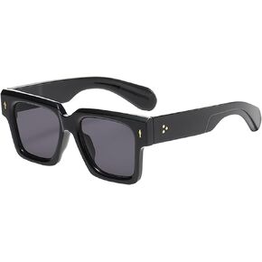 Thick Square Frame Sunglasses for Women Men Trendy Chunky Rectangle Sun Glasses Black Shades UV Protection