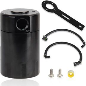 3OZ Air Oil Separator with Bracket and 2PCS Hose Lines, Oil Catch Can Fit For 2021-2023 Ram TRX 6.2L SC Passenger Side - Black