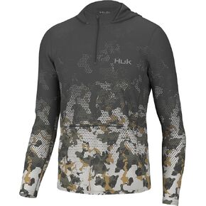 HUK Men Long Drift Fade Coldfront Hoodie, Performance Fishing Sweatshirt