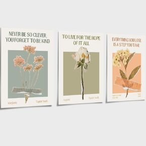 Prinajssiad 3 Piece 12x16in Unframed Taylor August Poster, Music Song Swiift Lyric Quotes Canvas Wall Art, Vintage You're on Your Own Kid Floral Print, Retro Botanical Flower Pictures for Girls Room