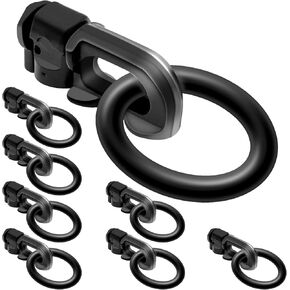 8Pack L Track Double Stud Tie Down Fitting with O Ring Black, L Track Tie Down, L-Track Accessories for Truck Bed,Trailer Cargo Control,Pickup, RV, ATV Breaking Load 5500Lbs