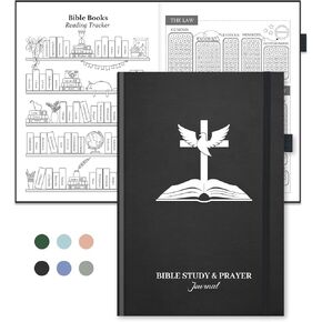 Bible Study Journal & Prayer Journal with Bible Reading Tracker, Verse Mapping Journal, Christian Devotional & Faith Planner, Church Notebook for Note Taking, Religious Gifts for Women Men