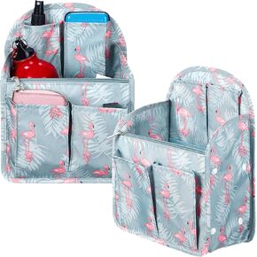 2 Pcs Mini Backpack Organizer Insert Small Shoulder Bag Divider for Rucksack Purse Lightweight Nylon (Colorful, Flamingo)