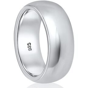 VY JEWELRY CLASSIC SILVER THICK RING - Solid 925 Sterling Silver 8MM Width Unisex Ring – Sizes 5.5 to 15