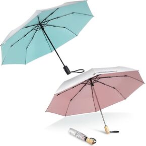 G4Free UPF 50+ UV Protection Travel Umbrella Auto Open Close Windproof Sun Blocking Umbrella 46 Inch+42 Inch