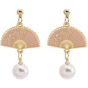 Fan Earrings Sector Drop Earrings Small Fan Dangle Earrings Cute Retro Ethnic Pretty Stud Earrings