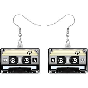 Acrylic Vintage Cassette Tape Earrings Dangle Old Camera Radio 90s 80s Accessories Jewelry for Women