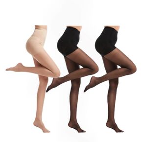 3 pairs Women's Sheer Tights - 15D Control Top Pantyhose with Reinforced Toes