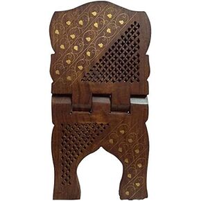 Wooden Handmade Quran Geeta Bible Holder Support Stand Reading Book Holder Display Folding Religious Prayer Stand Wooden Holy Book Stand Small Size 12 inch