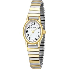 BOSHIYA Two Tone Watches for Women Easy Read Analog Quartz Women Watch with Stainless Steel Expansion Band Ladies Wrist Watches Waterproof