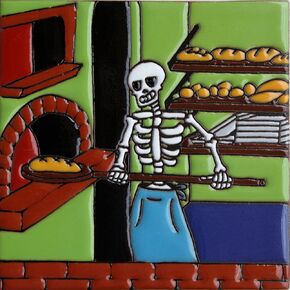 6x6 The Baker. Day-of-The-Dead Clay Tile