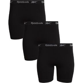 Reebok Women's Boy Shorts Underwear - 3 Pack Seamless Long Leg Boyshorts Panties for Women (S-3X, available in Plus Size), Size Small, Black
