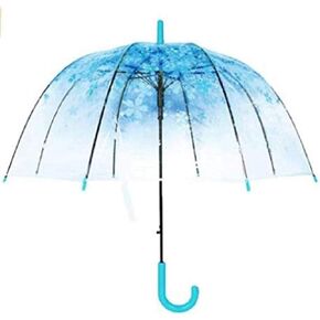 Cherry Blossoms Umbrella Cute Clear Bubble Umbrella Transparent Dome Semi-Automatic Sunny Umbrella for Kids Girls Boys Women Romantic Windproof Wedding Decoration Umbrella