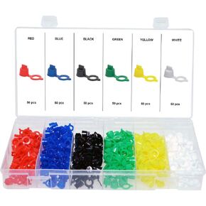 Swordfish 61230 - Plastic Grease Fitting Cap Brake Bleeder Screw Cap Assortment, 300 Pieces [6 Colors]
