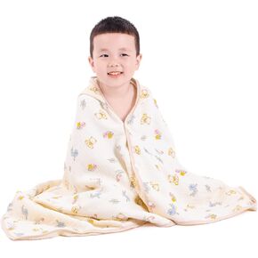 Hooded Towel Muslin Hooded Towel Made from Organic Cotton 6-Layer Cotton Bath Towel, Soft Bath Towels 25x51inches for Toddler Baby (Bear&Flowers)
