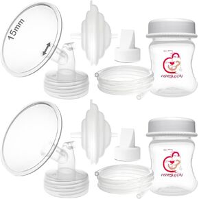 Nenesupply 15mm Flange Pump Parts Compatible w Spectra S2 S1 Breast Pumps Replacement Kit for Spectra Pump Parts S2 Parts S2 Accessories Inc Flange Duckbill Valve Backflow Protector Bottles