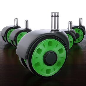 Office Chair Caster Wheels Set of 5, 2.5 Inch Rubber Desk Chair Wheels for Office Chair, Heavy Duty Casters for Tile, Hardwood Floors and Carpets, Universal Fit for Most Chairs