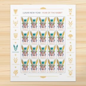 Lunar New Year: 2023 Year of The Rabbit, Sheet of 20 Postage Stamps