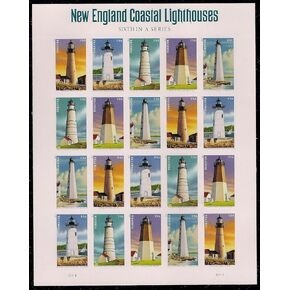 New England Coastal Lighthouses Sheet of 20 U.S. Postage Forever Stamps Scott 4795a