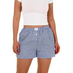 Women's Y2k Lounge Shorts Cute Low Rise Gingham Pajamas Bottoms Plaid Print Summer Boxer Shorts Sleepwear