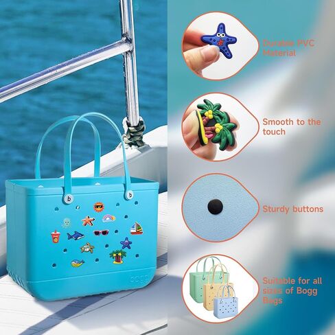 12pcs Charms for Bogg Bag,Accessories for Bogg Bag,PVC Beach Charms for Simply Southern Totes,Insert Decorative for Handbag Beach Tote Bag in Saudi Arabia