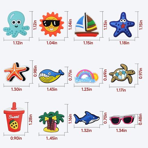 12pcs Charms for Bogg Bag,Accessories for Bogg Bag,PVC Beach Charms for Simply Southern Totes,Insert Decorative for Handbag Beach Tote Bag in Saudi Arabia