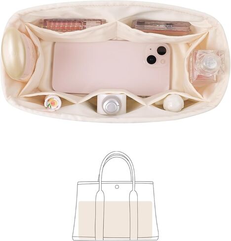Garden Party 30 Insert, Bag Organizer Compatible with Hermes Garden Party Tote, Silk Fabric Bag-in-bag for Luxury Bags with Multiple Pockets for Storage (Black, GP30) in Saudi Arabia