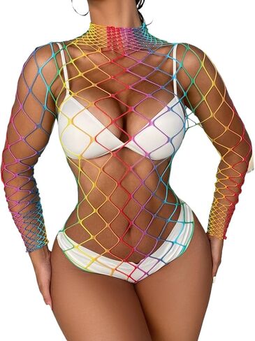 Women's Sexy Fishnet Rhinestone Lingerie Set See Through Bodysuit Beach Swimsuit Bikini Cover Ups Bodystockings in Saudi Arabia