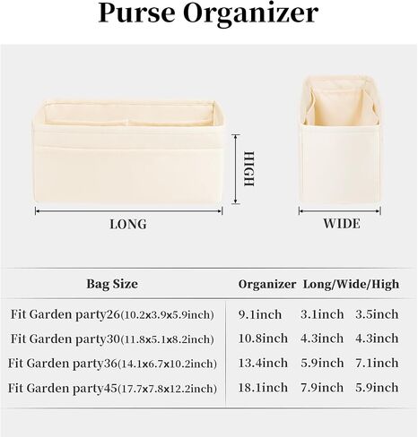 Garden Party 30 Insert, Bag Organizer Compatible with Hermes Garden Party Tote, Silk Fabric Bag-in-bag for Luxury Bags with Multiple Pockets for Storage (Black, GP30) in Saudi Arabia