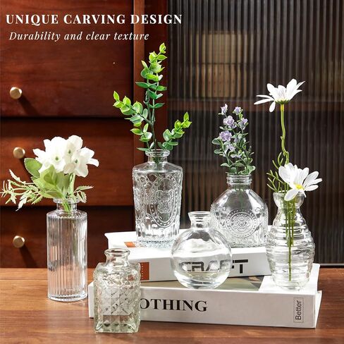مجموعة مزهرية زجاجية مكونة من 15 قطعة، مزهرية صغيرة للزهور، زجاجات شفافة عتيقة لطيفة لديكور المنزل، مزهريات صغيرة للقطع المركزية، ديكورات الزفاف الريفية، تزيين الطاولة in Kuwait