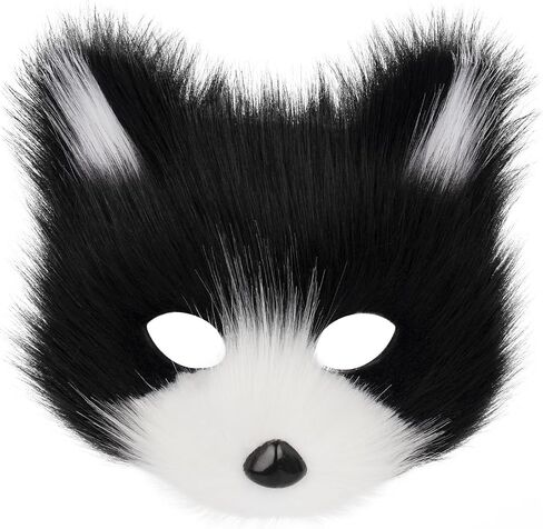 QinRuan Therian Mask Animal Wolf Paw Gloves & Furry Cat Ears Collar Set with Fox Tail - Cosplay Costume Kit in Saudi Arabia