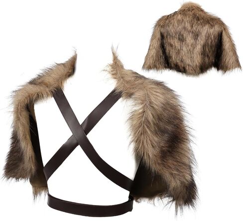 طوق PROCOS من الفرو الصناعي ذو الياقة الدافئة في العصور الوسطى، شال شتوي غامق لأزياء الحفلات in Kuwait