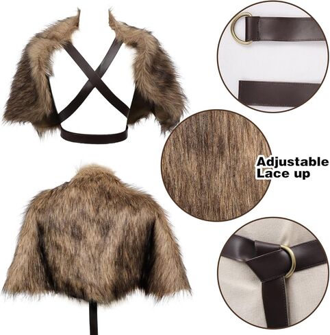 طوق PROCOS من الفرو الصناعي ذو الياقة الدافئة في العصور الوسطى، شال شتوي غامق لأزياء الحفلات in Kuwait