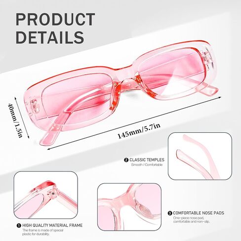 SUNOVELTIES 16 Pack Rectangle Sunglasses for Women Retro Colored Square Glasses Bulk 90s Vintage Eyewear Uniex Adults in Saudi Arabia