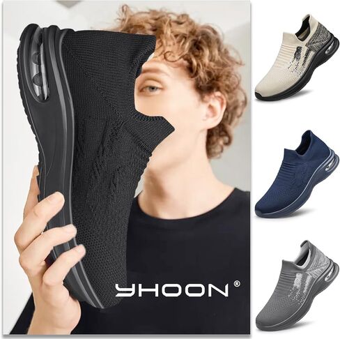 حذاء مشي رجالي من YHOON سهل الارتداء، حذاء جري خفيف الوزن، حذاء رياضي للتنس، حذاء رياضي للصالة الرياضية in Saudi Arabia