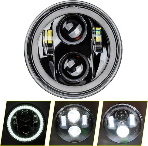 مصباح أمامي LED أسود للدراجة النارية مقاس 5.75 بوصة 5-3/4 هالة بيضاء مدخنة DRL للكشاف الهندي Dyna Wide Glide XL1200 XG750 883 48 Night Road in Saudi Arabia