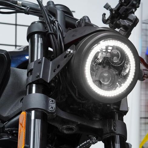 مصباح أمامي LED أسود للدراجة النارية مقاس 5.75 بوصة 5-3/4 هالة بيضاء مدخنة DRL للكشاف الهندي Dyna Wide Glide XL1200 XG750 883 48 Night Road in Saudi Arabia