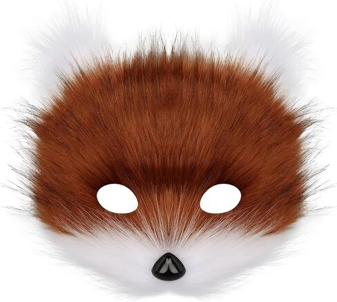 QinRuan Therian Mask Animal Wolf Paw Gloves & Furry Cat Ears Collar Set with Fox Tail - Cosplay Costume Kit in Saudi Arabia