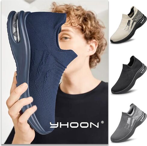 حذاء مشي رجالي من YHOON سهل الارتداء، حذاء جري خفيف الوزن، حذاء رياضي للتنس، حذاء رياضي للصالة الرياضية in Saudi Arabia