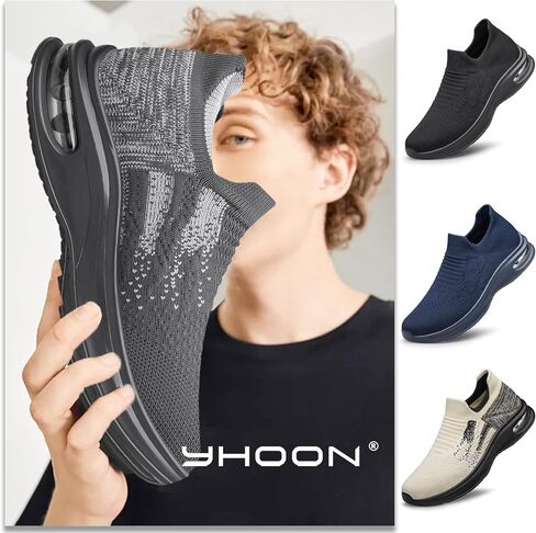 حذاء مشي رجالي من YHOON سهل الارتداء، حذاء جري خفيف الوزن، حذاء رياضي للتنس، حذاء رياضي للصالة الرياضية in Saudi Arabia