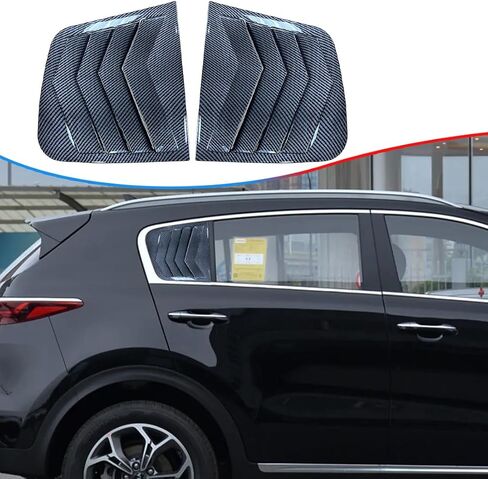 Window Louver，MUXEE 2Pcs Side Vent Window Louvers for Kia Sportage 2017 2018 2019 2020 2021 2022, ABS Print Sport Window Decorative Covers, Exterior Trim Accessories - Carbon Fiber in Kuwait