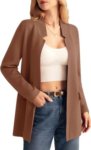 GRACE KARIN Women's 2024 Fall Long Sleeve Knit Cardigan Coat Open Front Notch Collar Sweater Blazer Coatigan Jackets in Saudi Arabia