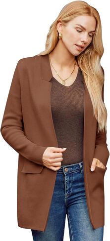 GRACE KARIN Women's 2024 Fall Long Sleeve Knit Cardigan Coat Open Front Notch Collar Sweater Blazer Coatigan Jackets in Saudi Arabia