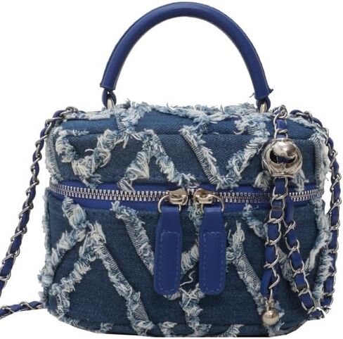 Mini Denim Bag Denim Bucket Bag Quilted Crossbody Bag Denim Tassel Hobo Shoulder Bag Tote Denim Wallet with Chain Strap in Saudi Arabia