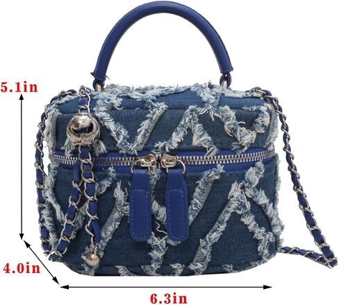 Mini Denim Bag Denim Bucket Bag Quilted Crossbody Bag Denim Tassel Hobo Shoulder Bag Tote Denim Wallet with Chain Strap in Saudi Arabia