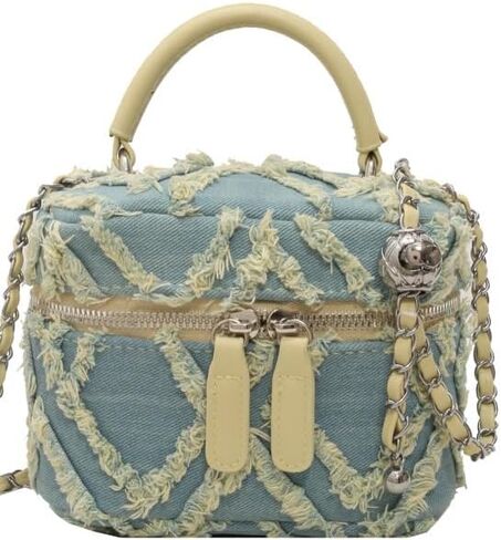 Mini Denim Bag Denim Bucket Bag Quilted Crossbody Bag Denim Tassel Hobo Shoulder Bag Tote Denim Wallet with Chain Strap in Saudi Arabia