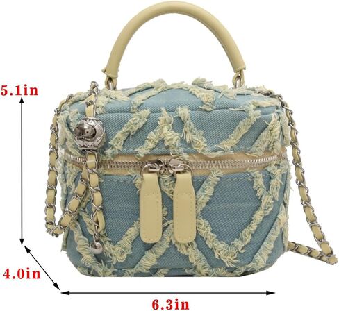 Mini Denim Bag Denim Bucket Bag Quilted Crossbody Bag Denim Tassel Hobo Shoulder Bag Tote Denim Wallet with Chain Strap in Saudi Arabia